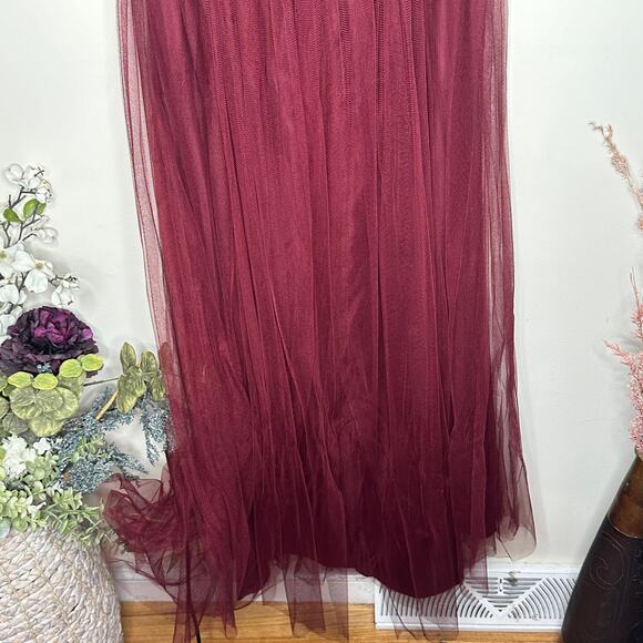 BHLDN x JENNY YOO Annabelle Convertible Tulle Maxi Dress Black Cherry Sz 10 {V3} - Picture 6 of 8